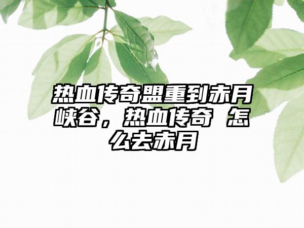 热血传奇盟重到赤月峡谷,热血传奇 怎么去赤月