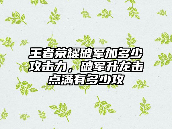王者荣耀破军加多少攻击力,破军升龙击点满有多少攻