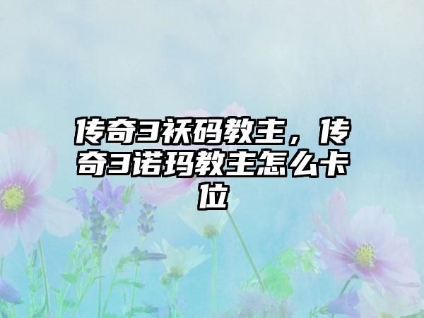 传奇3袄码教主,传奇3诺玛教主怎么卡位