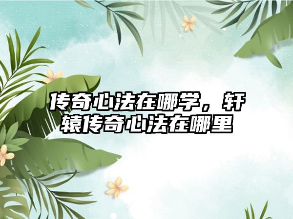 传奇心法在哪学，轩辕传奇心法在哪里