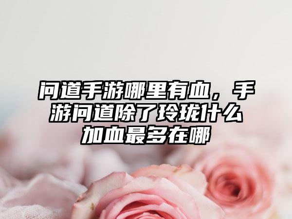 问道手游哪里有血,手游问道除了玲珑什么加血最多在哪