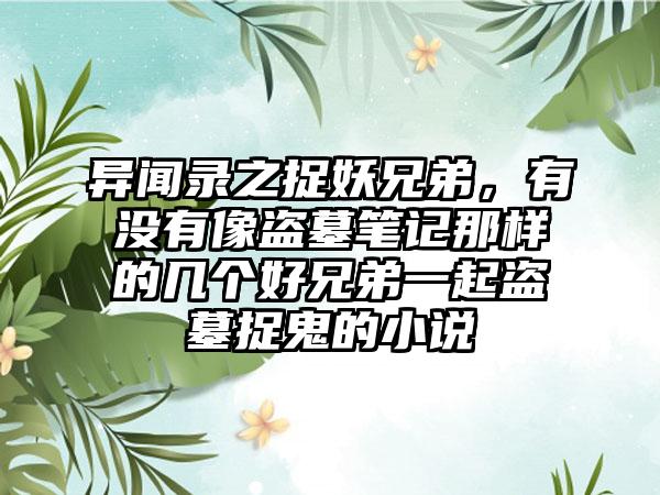 异闻录之捉妖兄弟,有没有像盗墓笔记那样的几个好兄弟一起盗墓捉鬼的小说
