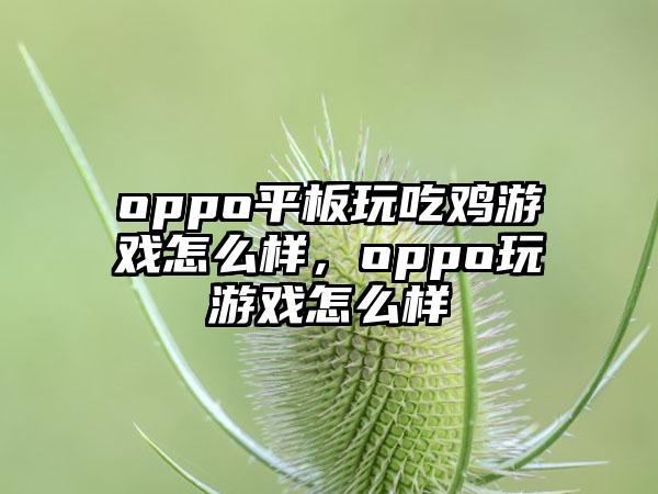 oppo平板玩吃鸡游戏怎么样，oppo玩游戏怎么样