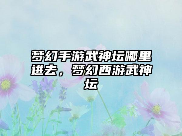 梦幻手游武神坛哪里进去，梦幻西游武神坛