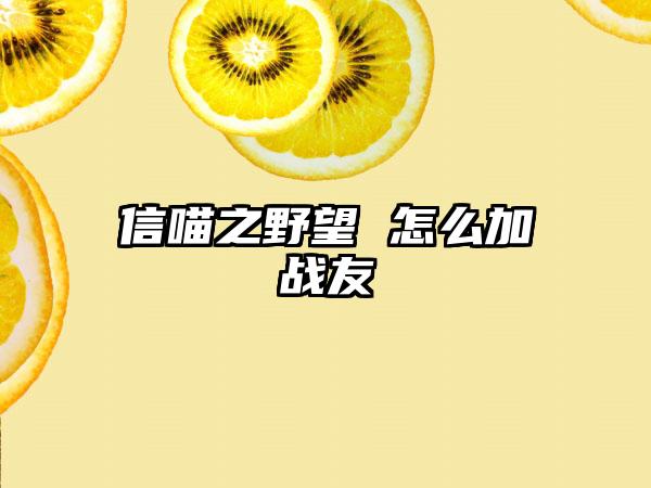 信喵之野望 怎么加战友