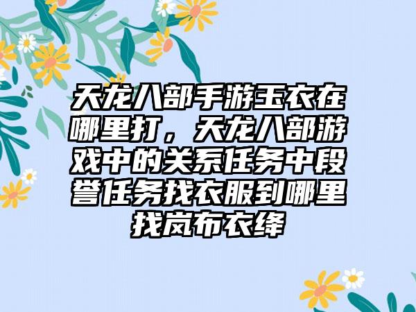 天龙八部手游玉衣在哪里打,天龙八部游戏中的关系任务中段誉任务找衣服到哪里找岚布衣绛