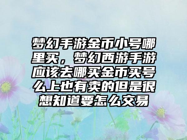 梦幻手游金币小号哪里买，梦幻西游手游应该去哪买金币买号么上也有卖的但是很想知道要怎么交易