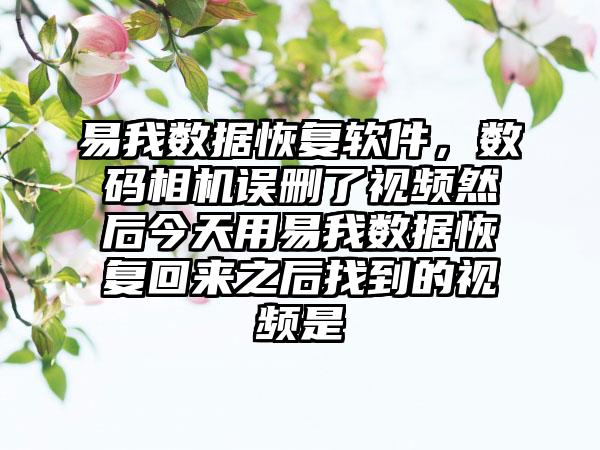 易我数据恢复软件,数码相机误删了视频然后今天用易我数据恢复回来之后找到的视频是