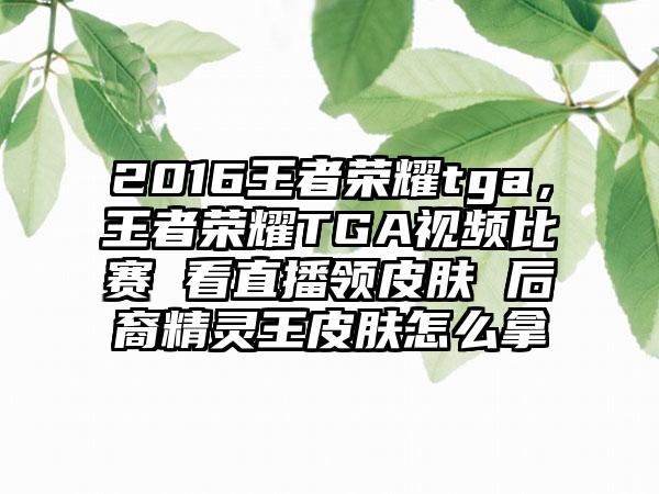 2016王者荣耀tga，王者荣耀TGA视频比赛 看直播领皮肤 后裔精灵王皮肤怎么拿