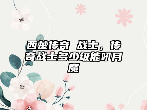 西楚传奇 战士，传奇战士多少级能吼月魔