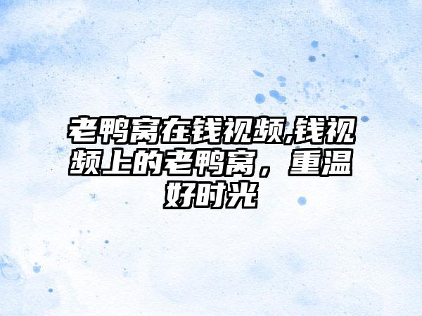 老鸭窝在钱视频,钱视频上的老鸭窝，重温好时光