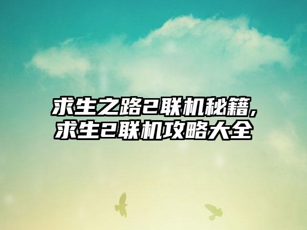 求生之路2联机秘籍,求生2联机攻略大全