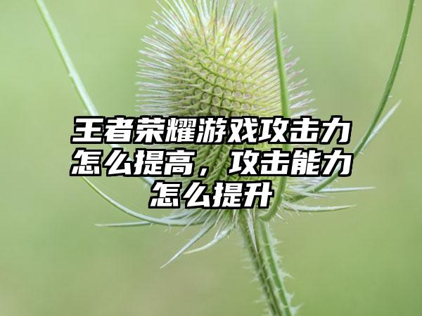 王者荣耀游戏攻击力怎么提高，攻击能力怎么提升