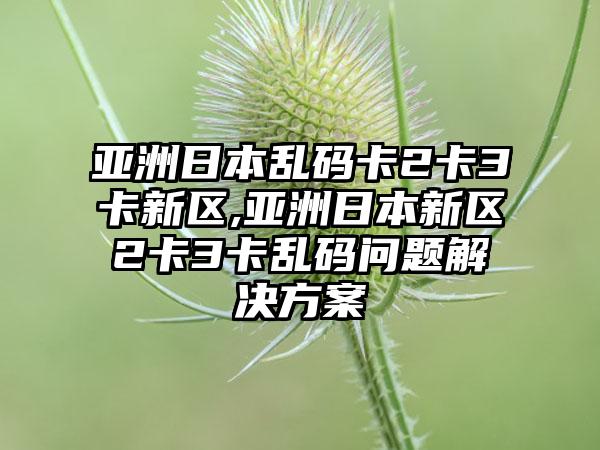 亚洲日本乱码卡2卡3卡新区,亚洲日本新区2卡3卡乱码问题解决方案