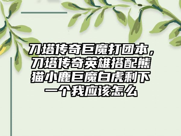 刀塔传奇巨魔打团本，刀塔传奇英雄搭配熊猫小鹿巨魔白虎剩下一个我应该怎么