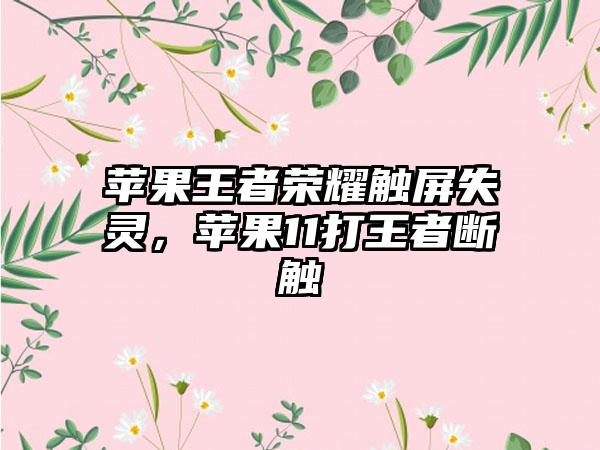 苹果王者荣耀触屏失灵，苹果11打王者断触