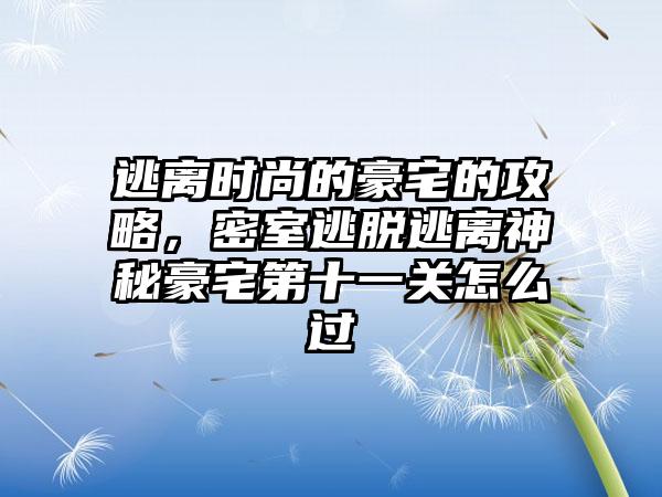 逃离时尚的豪宅的攻略，密室逃脱逃离神秘豪宅第十一关怎么过