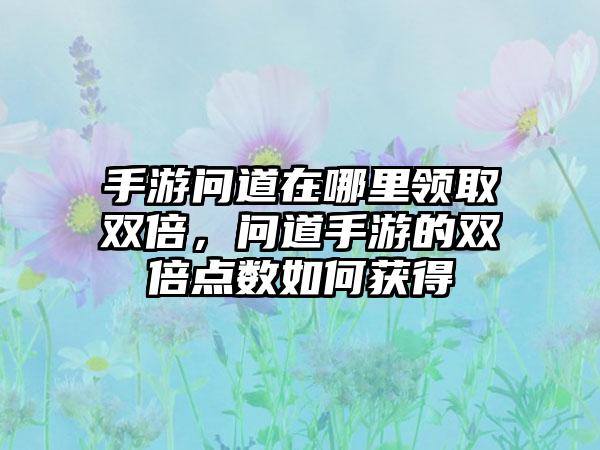 手游问道在哪里领取双倍，问道手游的双倍点数如何获得