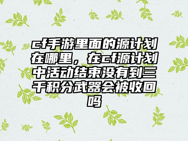 cf手游里面的源计划在哪里，在cf源计划中活动结束没有到三千积分武器会被收回吗