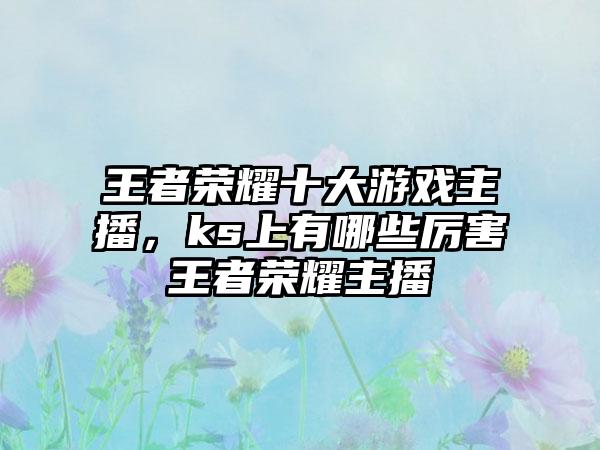 王者荣耀十大游戏主播,ks上有哪些厉害王者荣耀主播