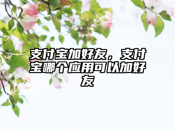 支付宝加好友，支付宝哪个应用可以加好友