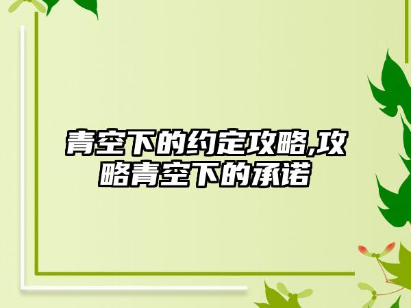 青空下的约定攻略,攻略青空下的承诺