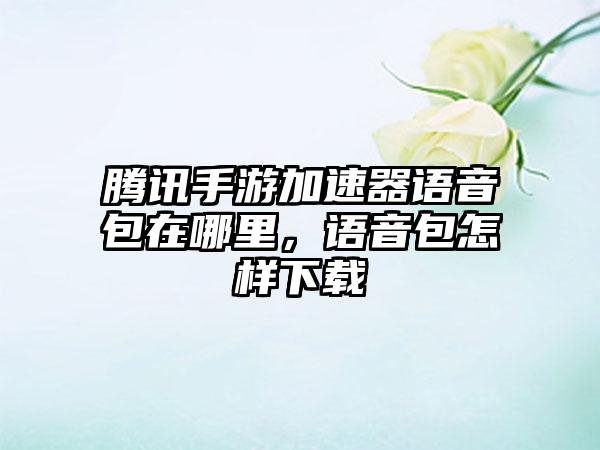 腾讯手游加速器语音包在哪里，语音包怎样下载
