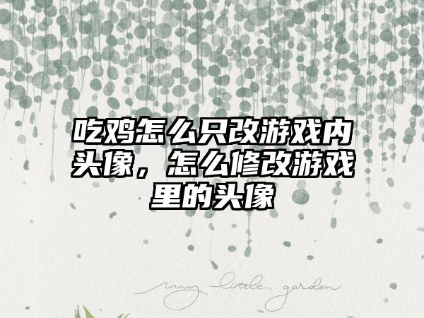 吃鸡怎么只改游戏内头像，怎么修改游戏里的头像