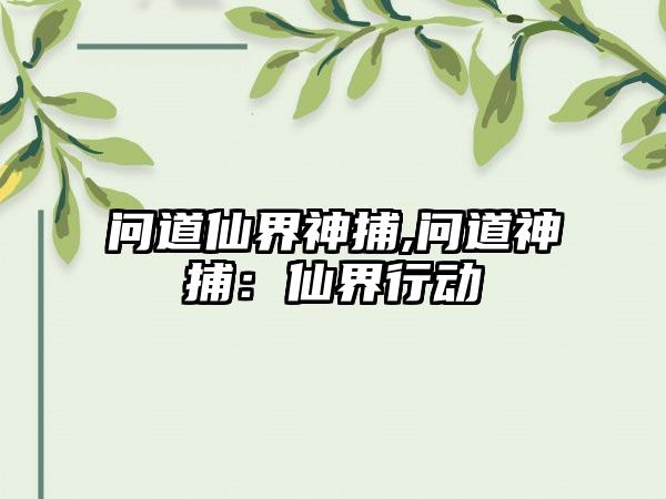 问道仙界神捕,问道神捕：仙界行动