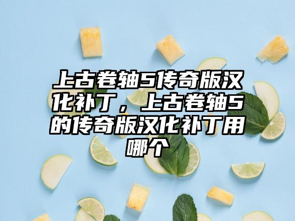 上古卷轴5传奇版汉化补丁，上古卷轴5的传奇版汉化补丁用哪个