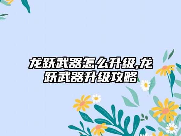 龙跃武器怎么升级,龙跃武器升级攻略