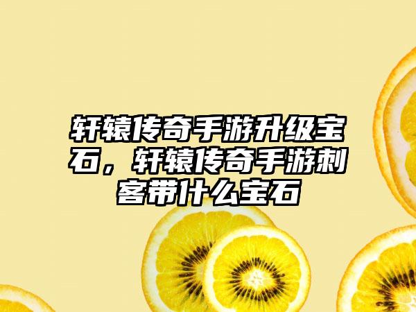 轩辕传奇手游升级宝石，轩辕传奇手游刺客带什么宝石