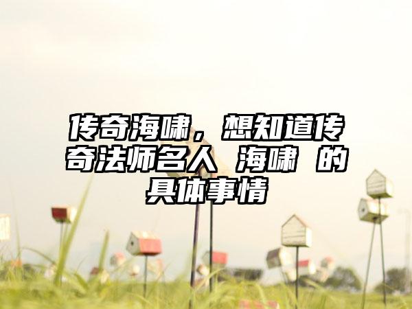 传奇海啸，想知道传奇法师名人 海啸 的具体事情