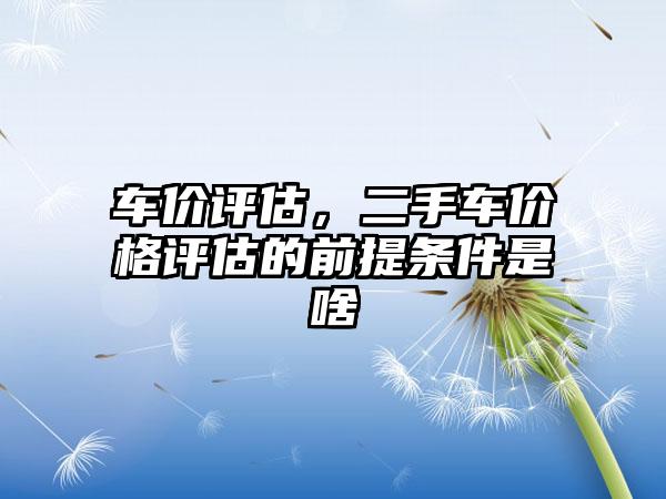 车价评估,二手车价格评估的前提条件是啥