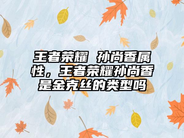 王者荣耀 孙尚香属性，王者荣耀孙尚香是金克丝的类型吗