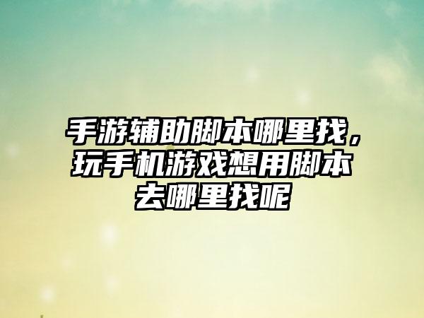 手游辅助脚本哪里找，玩手机游戏想用脚本去哪里找呢