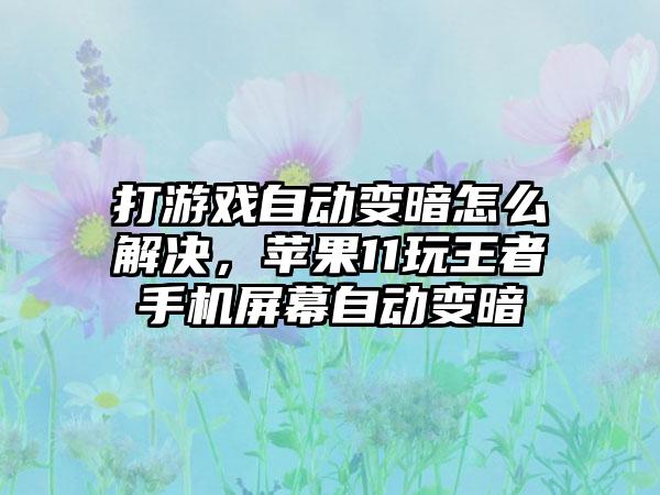 打游戏自动变暗怎么解决，苹果11玩王者手机屏幕自动变暗
