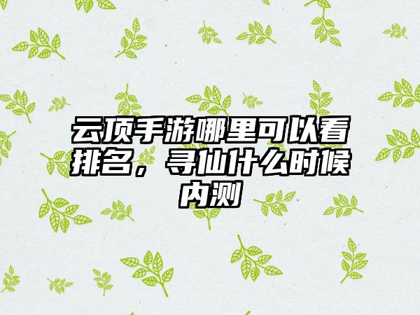 云顶手游哪里可以看排名，寻仙什么时候内测