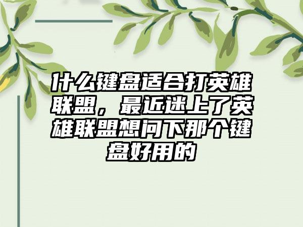 什么键盘适合打英雄联盟，最近迷上了英雄联盟想问下那个键盘好用的