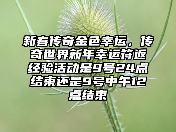 新春传奇金色幸运，传奇世界新年幸运符返经验活动是9号24点结束还是9号中午12点结束