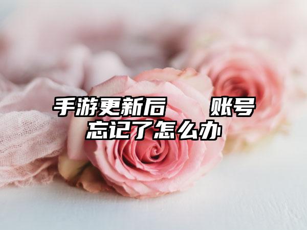 手游更新后   账号忘记了怎么办