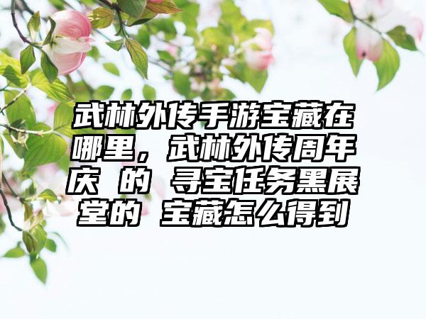 武林外传手游宝藏在哪里，武林外传周年庆 的 寻宝任务黑展堂的 宝藏怎么得到