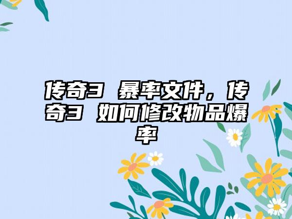 传奇3 暴率文件，传奇3 如何修改物品爆率