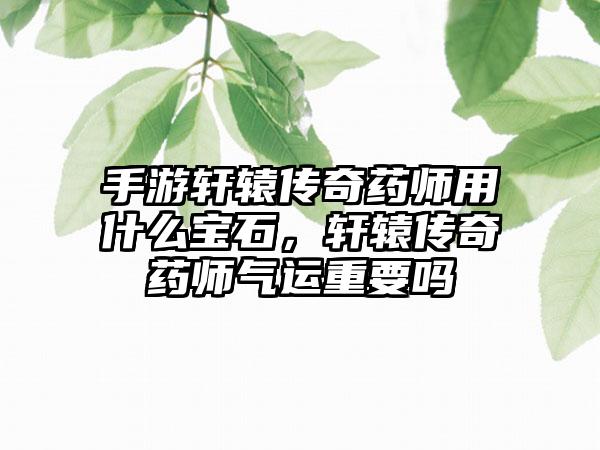 手游轩辕传奇药师用什么宝石，轩辕传奇药师气运重要吗
