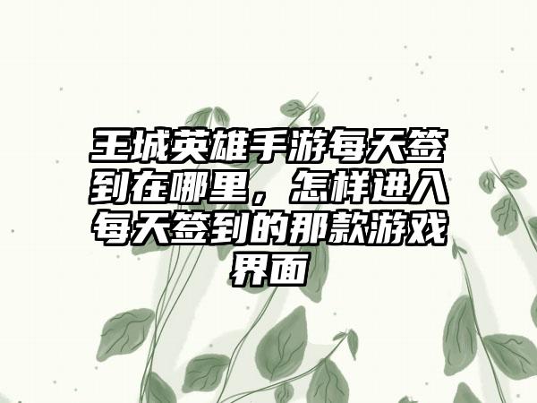 王城英雄手游每天签到在哪里，怎样进入每天签到的那款游戏界面