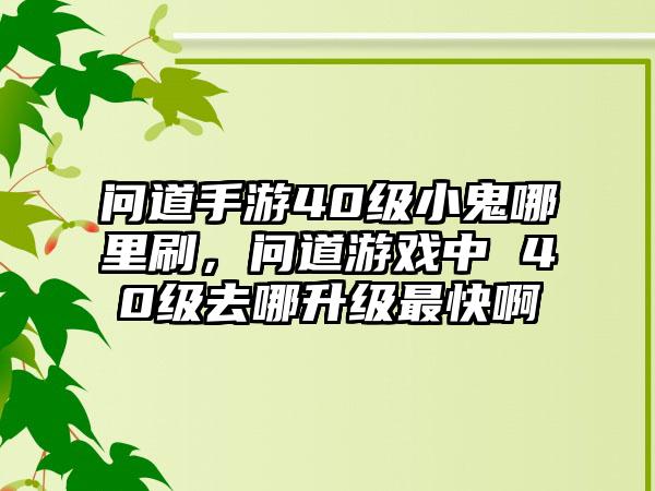 问道手游40级小鬼哪里刷，问道游戏中 40级去哪升级最快啊