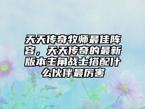 天天传奇牧师最佳阵容，天天传奇的最新版本主角战士搭配什么伙伴最厉害