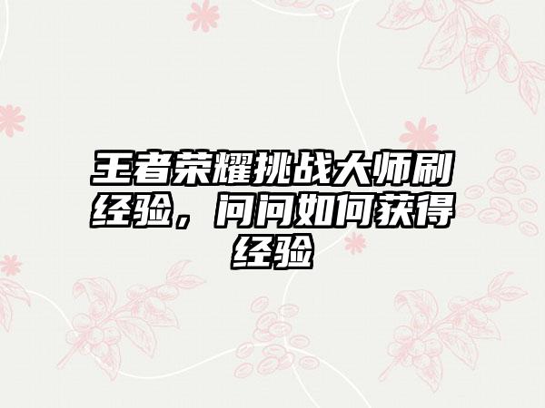 王者荣耀挑战大师刷经验，问问如何获得经验