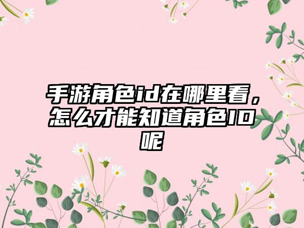 手游角色id在哪里看，怎么才能知道角色ID呢
