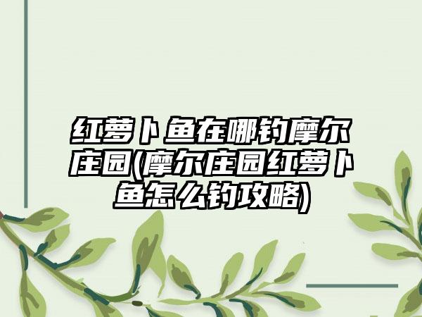 红萝卜鱼在哪钓摩尔庄园(摩尔庄园红萝卜鱼怎么钓攻略)